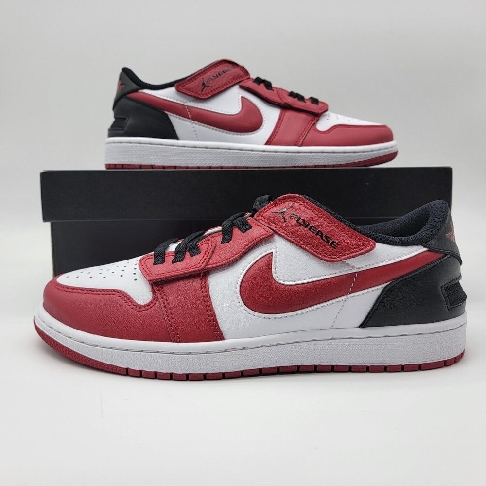 NEW Nike AIR JORDAN 1 Low FLYEASE White Gym Red Black Shoe Sneakers